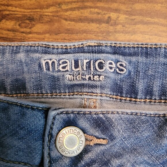 Maurices Jeans 14 XLong Mid Rise Skinny Medium Light Wash Stretch Denim - Picture 4 of 10